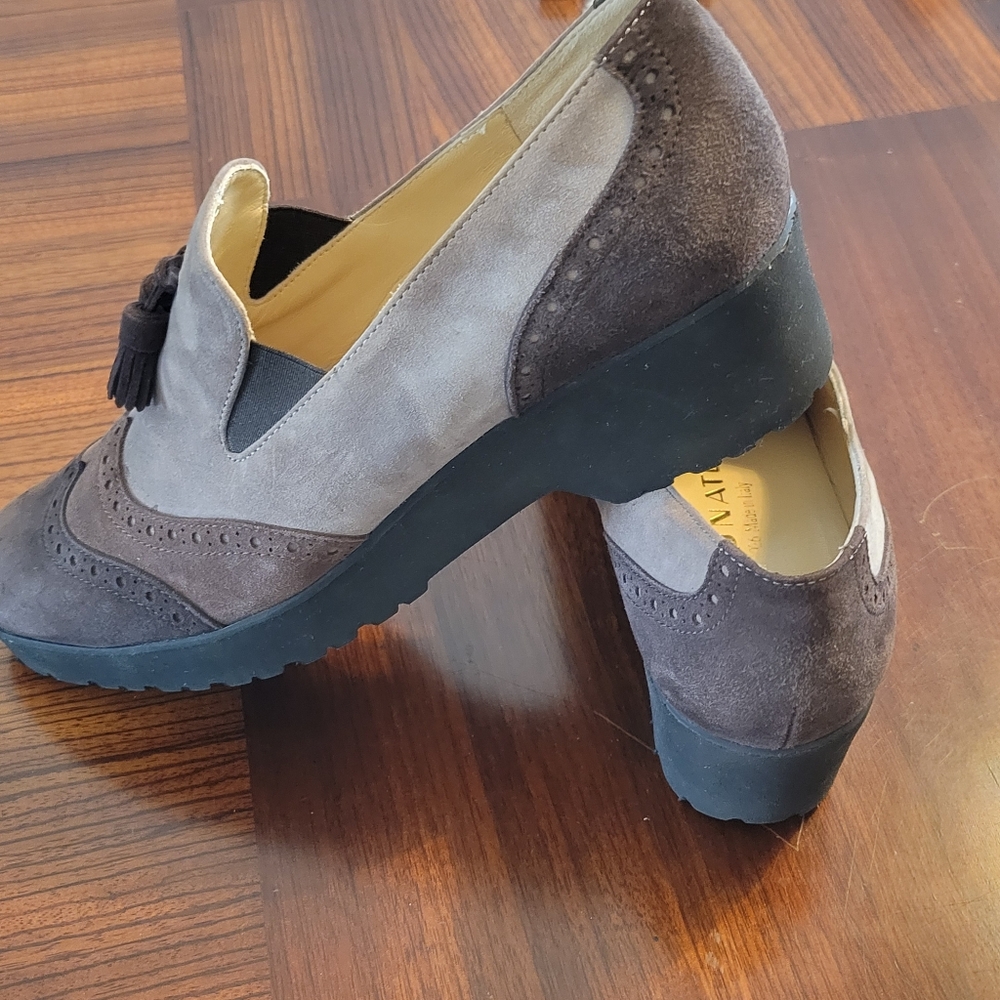 Made In Italy By BRUNATE Two-Tone Brown Tassel Loafers Size 9 - Picture 13 of 15